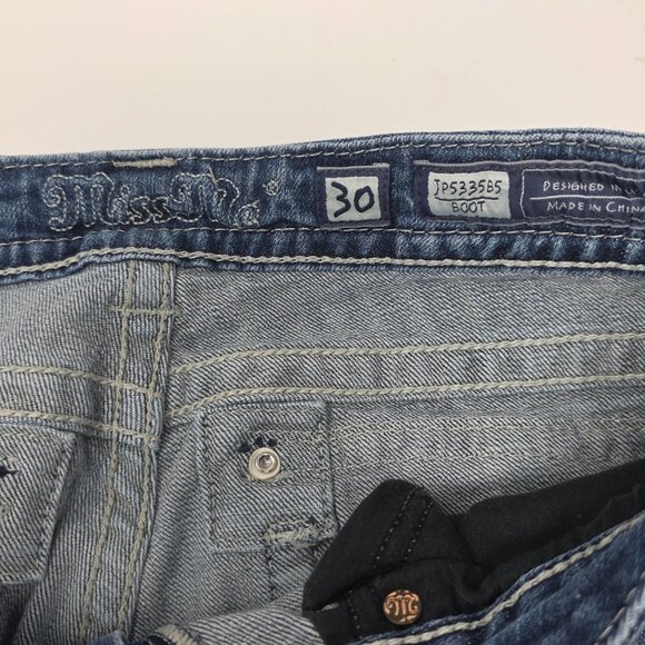 Miss Me Boot Cut Embellished Blingy Blue Denim Jeans Women's Size 30 - Picture 5 of 6